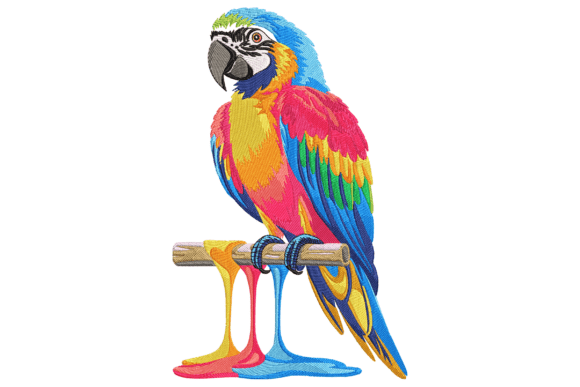 Colorful Parrot with Dripping Paint