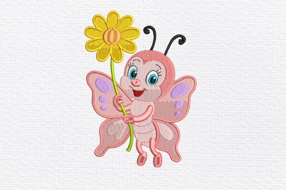 Cute Butterfly with Flower