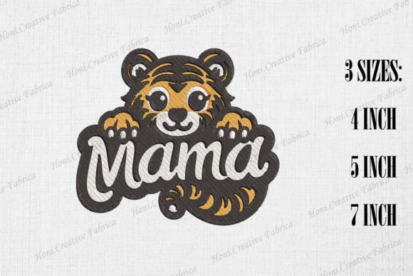 Cute Mama Tiger Embroidery Design