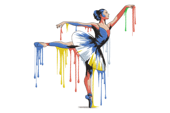 Dancing Girl Splash Embroidery Design