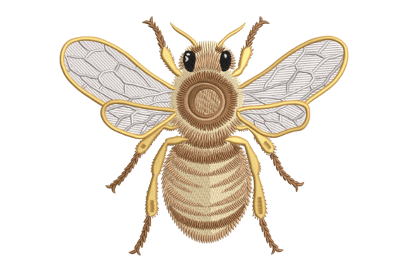 Golden Honey Bee Embroidery Design