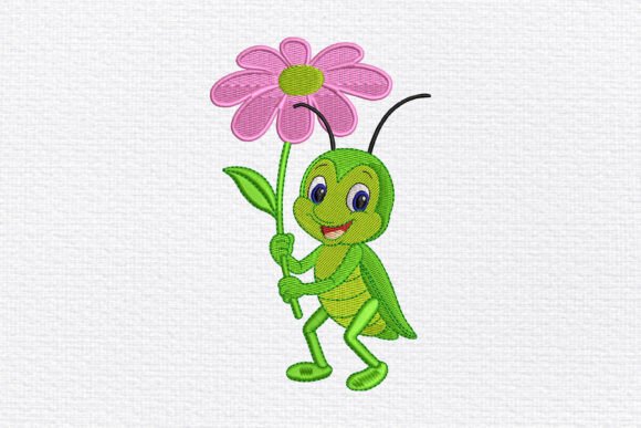 Grasshopper with Flower