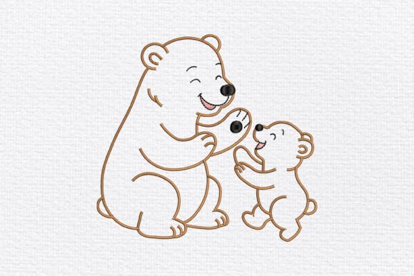Mother and Baby Bear Embroidery Design