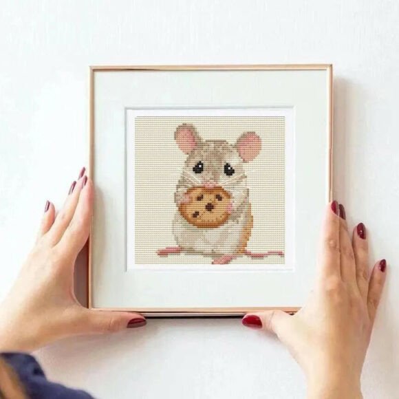 Mouse with Chocolate Cookie Cross Stitch