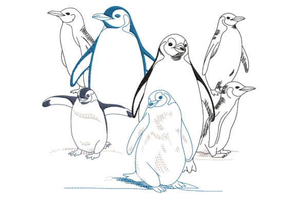 Penguin Group Embroidery Design