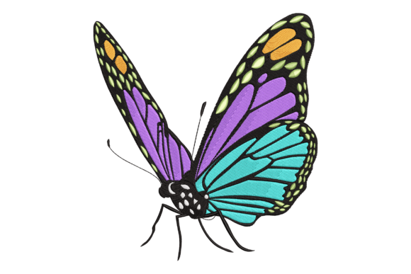 Rainbow Butterfly Embroidery Design