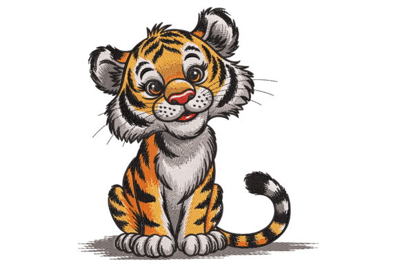 Smiling Baby Tiger Embroidery Design