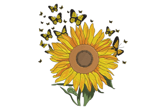 Sunflower with Butterflies